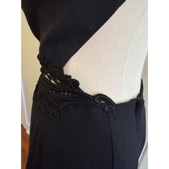 Jessica McClintock Gunne Sax Black Lace Cutout Dress With Cross Back 9/10 - Picture 7 of 15